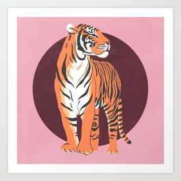 Mighty Tiger - Pink/Burgundy Art Print