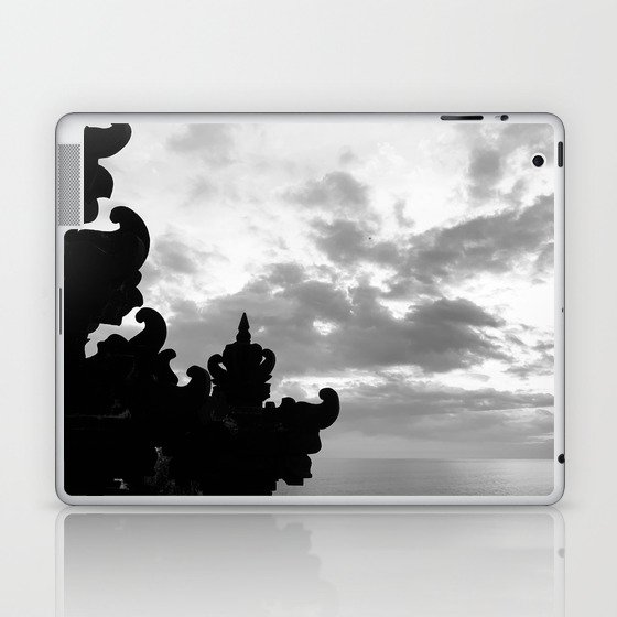 Balinese Temple In Black And White Sky Laptop & iPad Skin