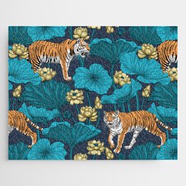 Tigers in the lotus pond Jigsaw Puzzle