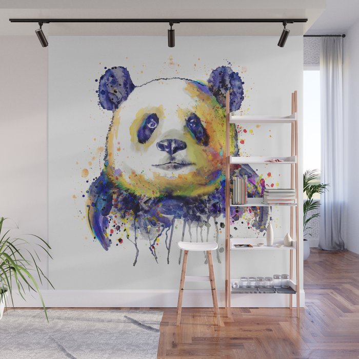 Colorful Panda Head Wall Mural By Marianvoicu Society6