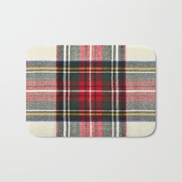 Scottish tartan pattern. Red and white wool plaid print as background. Symmetric square pattern. Bath Mat