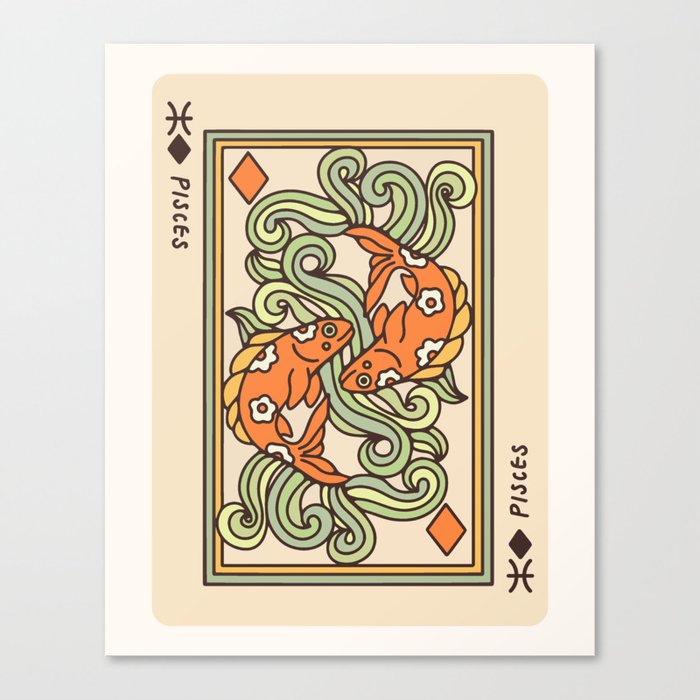 Pisces Playing Card Canvas Print