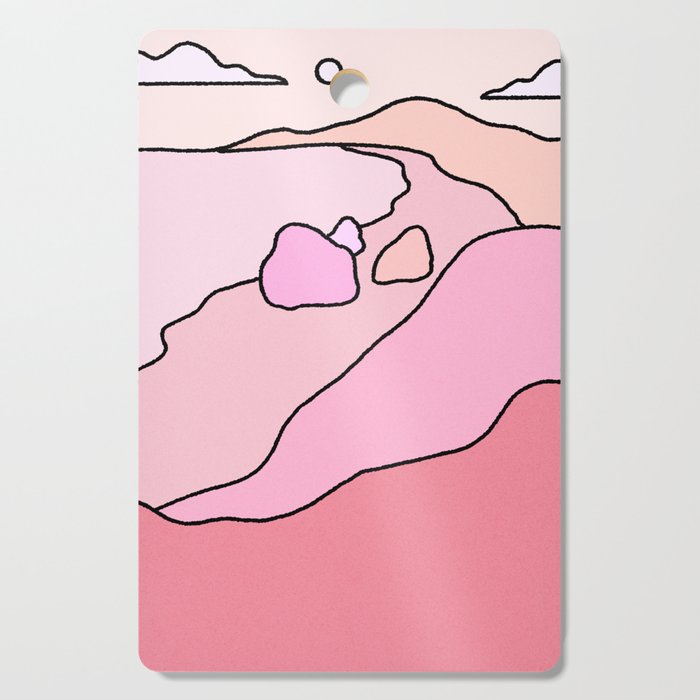 Pink mountain Landscape Cute Cutting Board