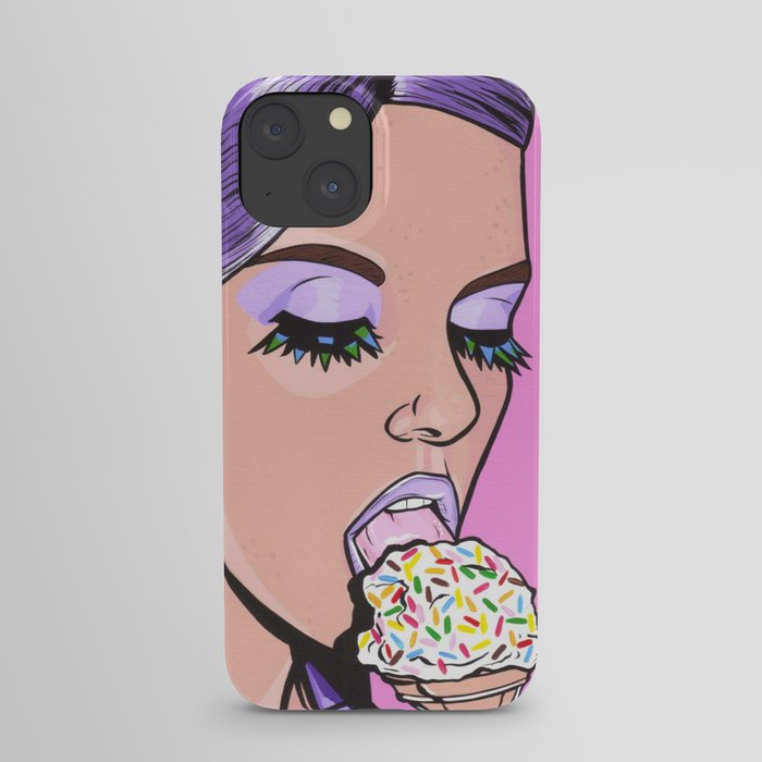 Purple Ice Cream Comic Girl iPhone Case