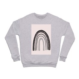 Rainbow Arch | Abstract Minimal Woodblock Geometry | Pastel Pink Slate Charcoal Gray Crewneck Sweatshirt