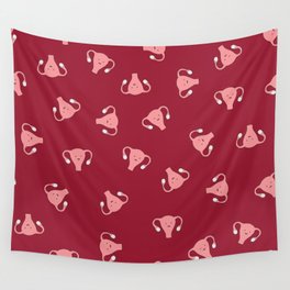 Crazy Happy Uterus in Red, Large Wall Tapestry