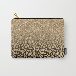 Gold black Glitter Ombre Leopard Print Carry-All Pouch
