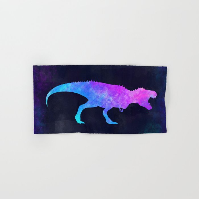 T Rex In Space Dinosaur Graphic Art Watercolor Canvas Painting Modern Minimal Cute Hand Bath Towel By Misomiso Society6