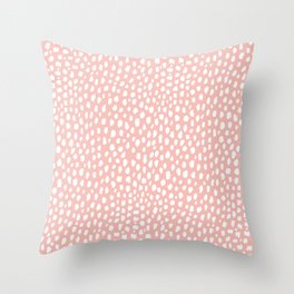 Pink Polka Dot Spots (white/pink) Throw Pillow