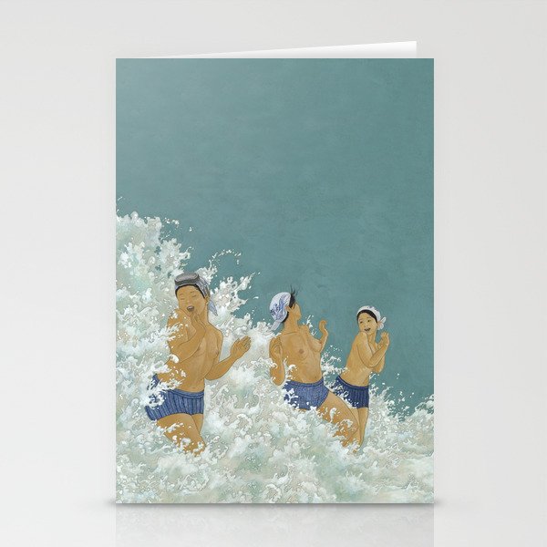 Three Ama Enveloped In A Crashing Wave Stationery Cards