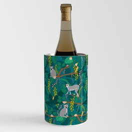 Lemurs in Teal Jungle Wine Chiller