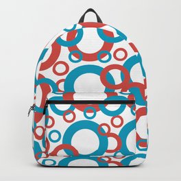 Blue Green, Red, White Geometric Ring Pattern 2021 Color of the Year AI Aqua 098-59-30 Backpack