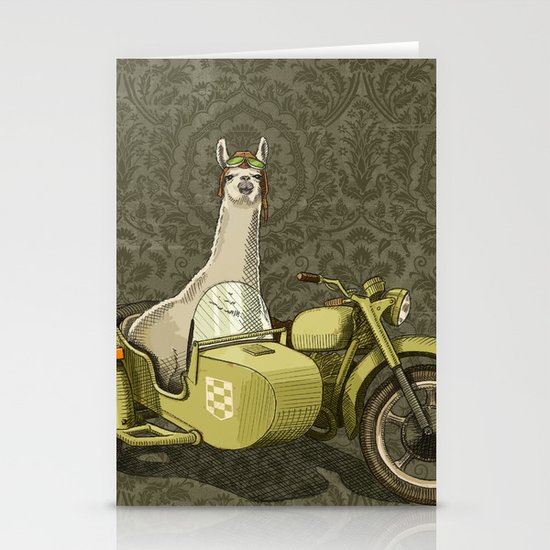 Sidecar Llama Stationery Cards