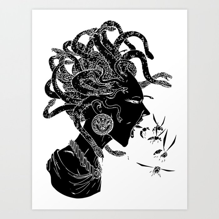 Black Medusa Art Print