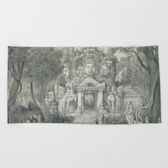 Louis Delaporte - A portal at Angkor Thom 1873 Beach Towel