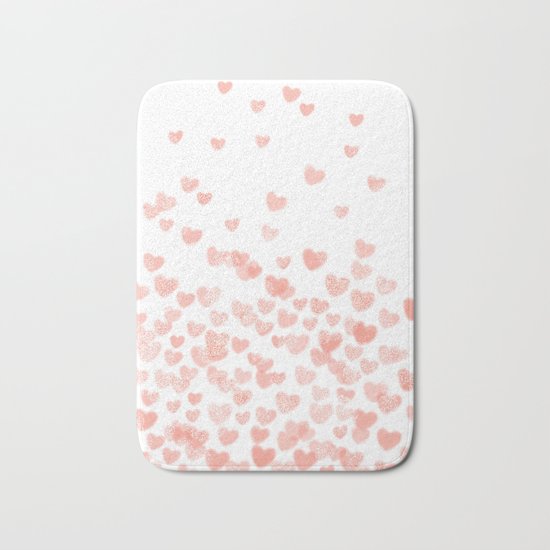 Hearts falling painted pastels heart pattern minimal art print nursery baby art Bath Mat
