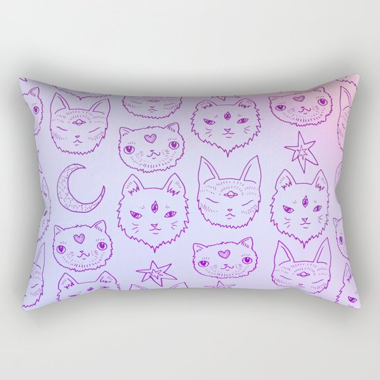 Kitty Mystics in Pink Rectangular Pillow