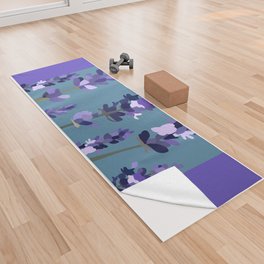 Lavender Design Pattern on Blue Yoga Towel