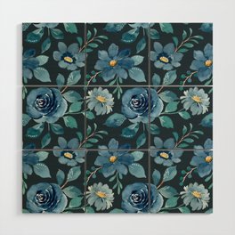 Blue Roses Wood Wall Art