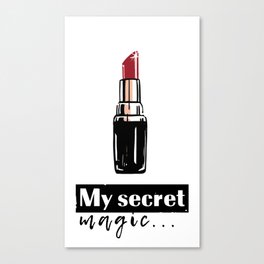 Glamorous fashion illustration with red lipstick | My secret magic... Canvas Print