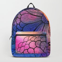 Rainbow Doodle Flower Bright Backpack | Rainbow, Digital, Botanical, Ink, Nansart, Vibrant, Watercolor, Doodle, Colorful, Flower 