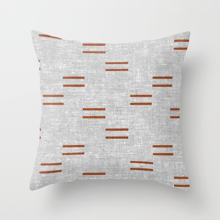double dash - rust on greige Throw Pillow
