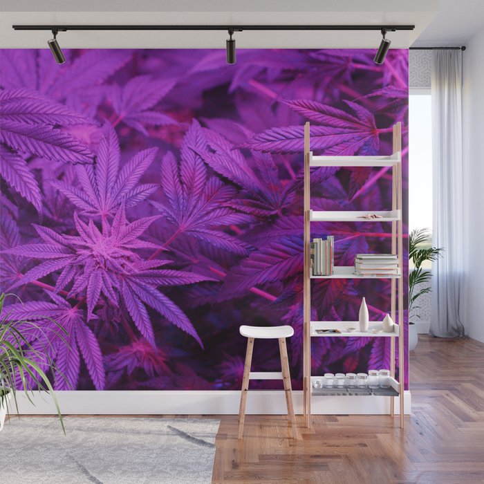 Hemp Cannabis 420 Stoner Hippy Trippy Pot Leaf Print Wall Mural