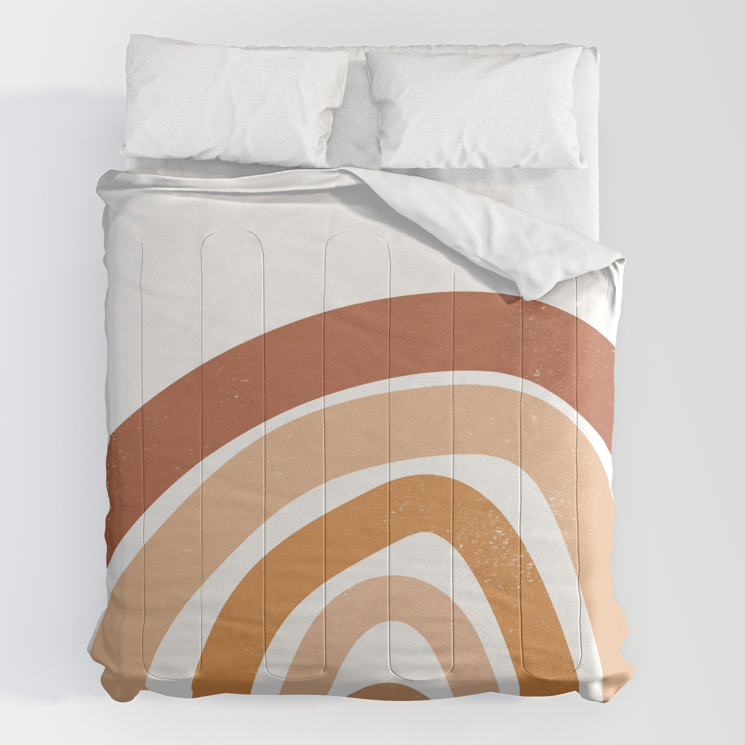 Simplistic Earth Tone Rainbow Design, Earth Tone Bed Covers