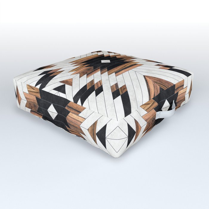Urban Tribal Pattern No.5 - Aztec - Concrete and Wood Outdoor Floor Cushion