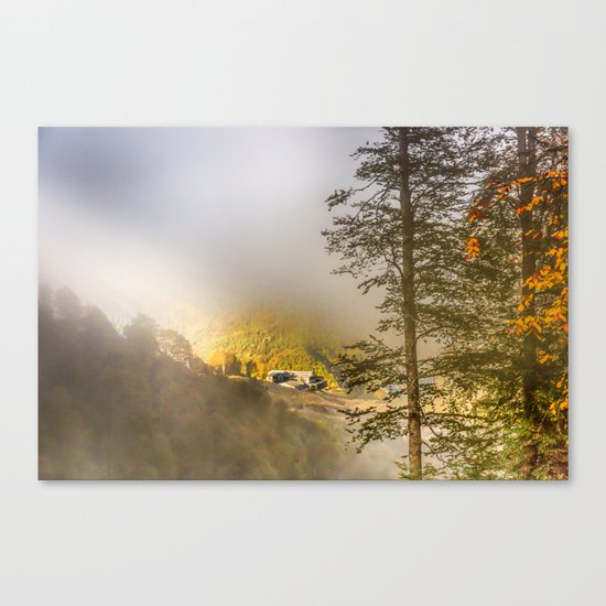 Mountains in the mist Canvas Print