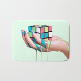 MELTING RUBIKS CUBE Bath Mat | Cube, Funny, Illustration, Paint, Toy, Graphicdesign, Curated, Popart, Game, Vintage 