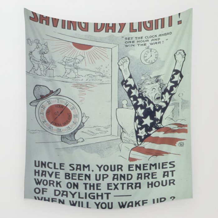 Vintage poster - Saving Daylight! Wall Tapestry