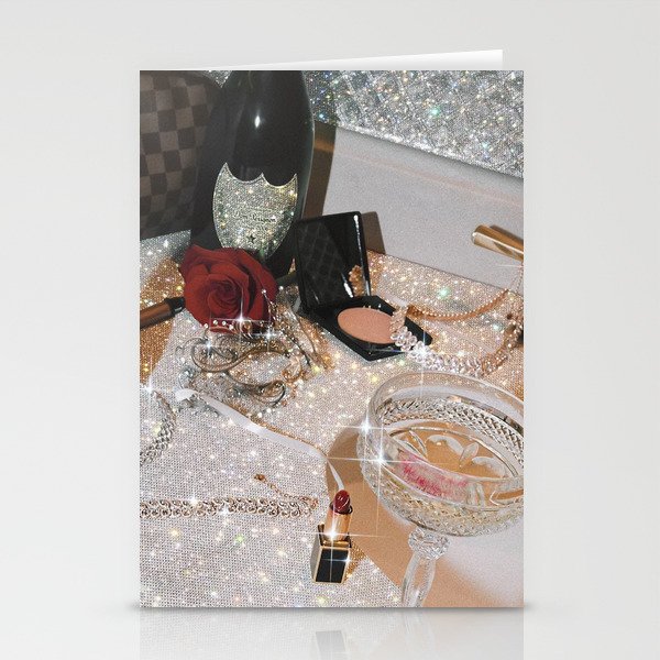 GIRLS PARTY - aesthetic glitter collage art work, weekend vibes, glamour and chick , luxury vibes. Stationery Cards