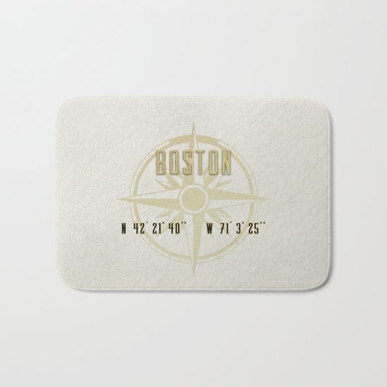 Boston - Vintage Map and Location Bath Mat