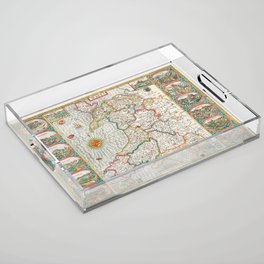 Vintage map of Wales Acrylic Tray