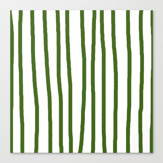 Simply Drawn Vertical Stripes in Jungle Green Canvas Print