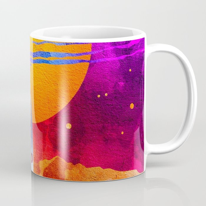Colorful Outer Space Spaceship Coffee Mug