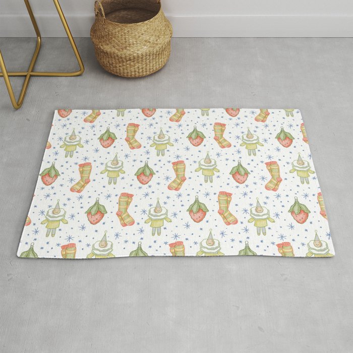 Pastel Vintage Christmas Holiday Background Rug