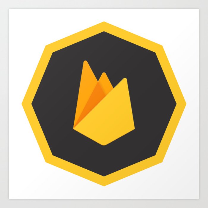 Firebase Logo Yellow Dark Grey No Sql Database Developer Art Print By Devstudios Society6