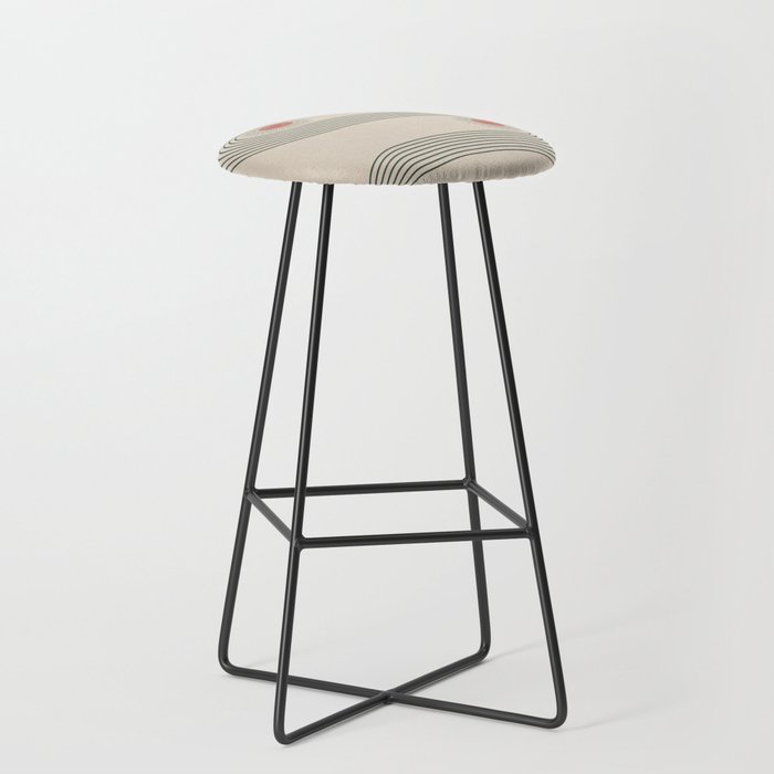 Mid century modern minimalist print with contemporary geometric moon phases Bar Stool