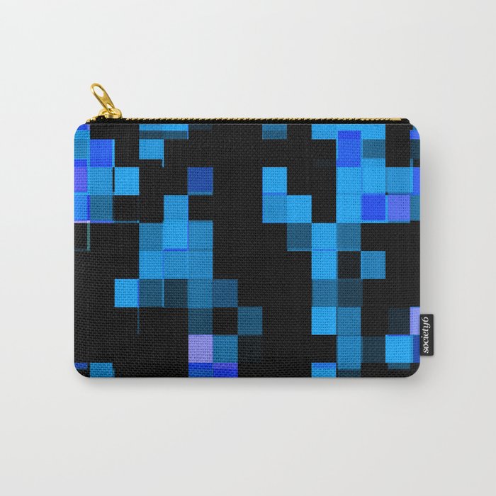 geometric pixel square pattern abstract background in blue black Carry-All Pouch