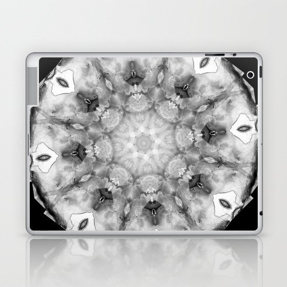 Black White And Gray Art - Crystal Light Mandala Laptop & iPad Skin