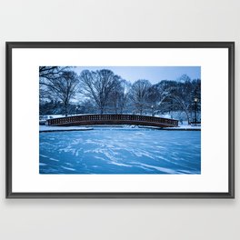 Snow Glissades on Frozen Pond, Loose Park, Kansas City Framed Art Print