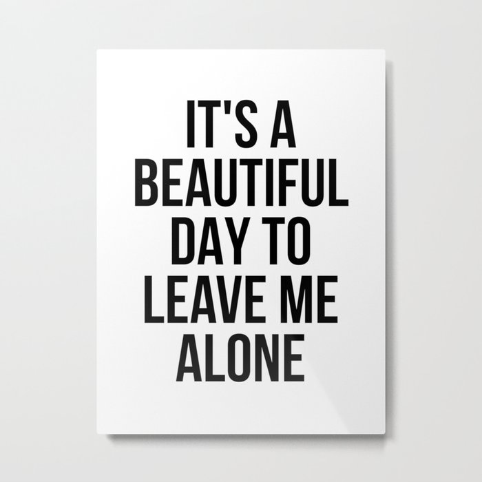 IT'S A BEAUTIFUL DAY TO LEAVE ME ALONE Metal Print