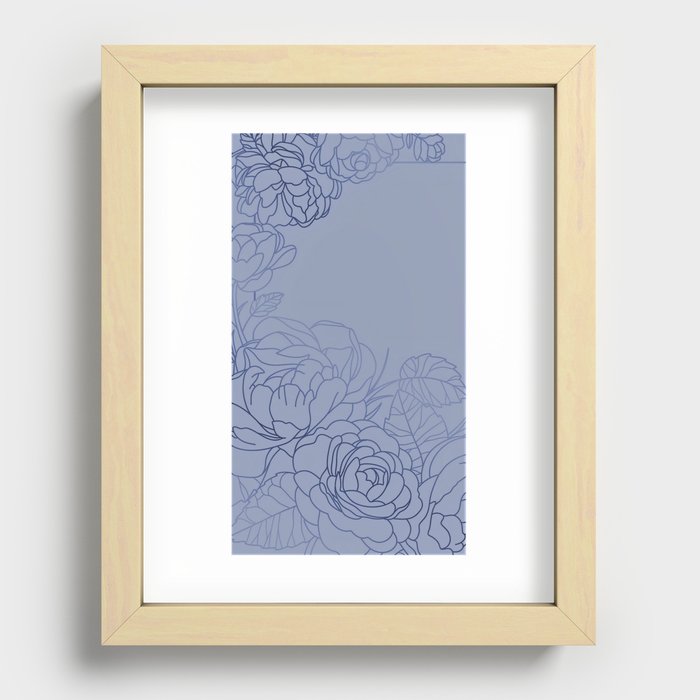 Denim Floral White Recessed Framed Print