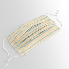[ Thumbnail: Beige & Sky Blue Colored Lined Pattern Face Mask ]