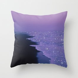 PURPLE MAGIC | seascape | glitter collage art | aesthetic of nature | yana potter digital art Throw Pillow