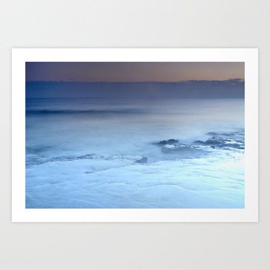 purple sea at sunset Art Print