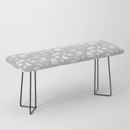 Light Grey And White Summer Beach Elements Pattern Bench