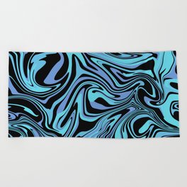 Black and blue swirl Beach Towel